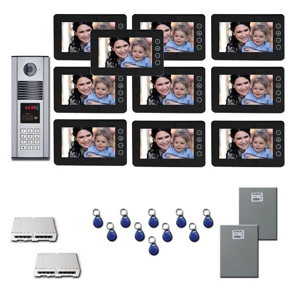 Office Building Video Entry Ten 7" video monitor door camera