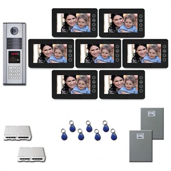 Multitenant Video Intercom Seven 7 inch color monitors door pane