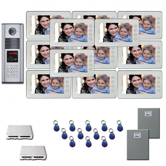 Multitenant Video Intercom 12 seven inch color monitor door pane