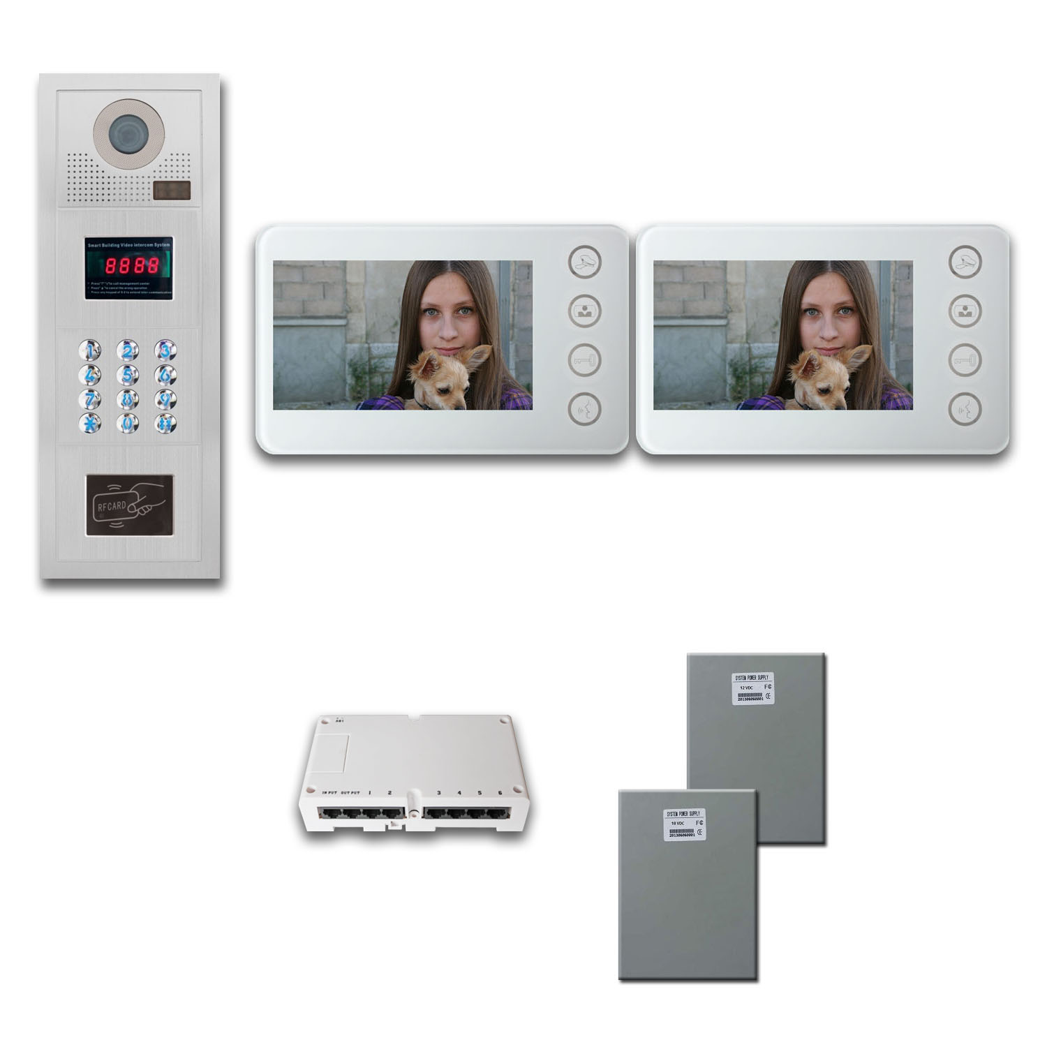 Video Entry Intercom System Two 5 inch color monitor door panel
