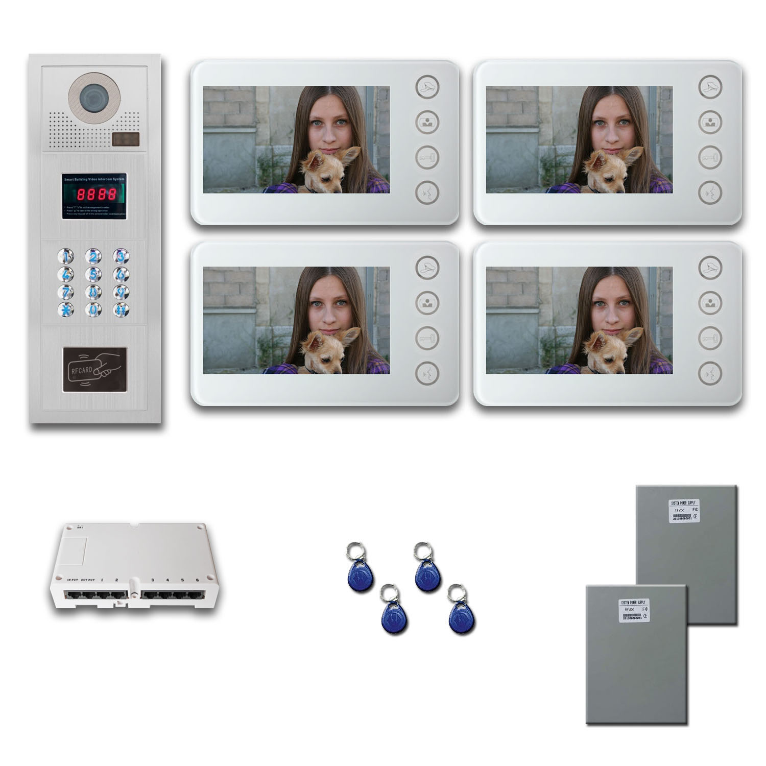 Office Building Video Entry 4 five inch monitor door panel camer