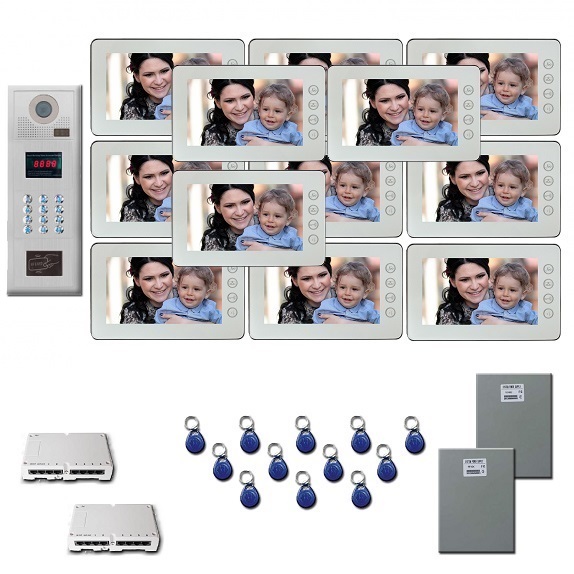 Video Entry Intercom System 12 seven inch color monitor door pan