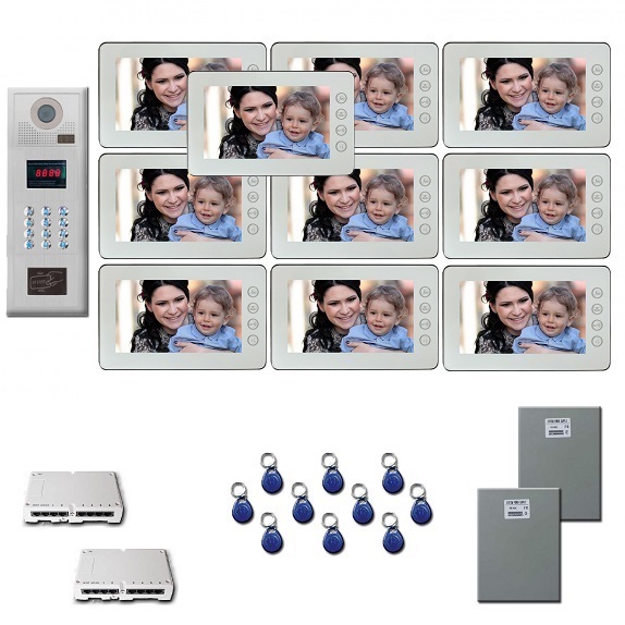 Multitenant Video Intercom Ten 7" video monitor door camera