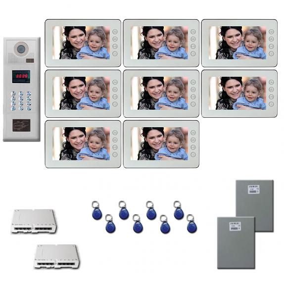 Multi Tenant Video Intercom 8 seven inch color monitor door entr
