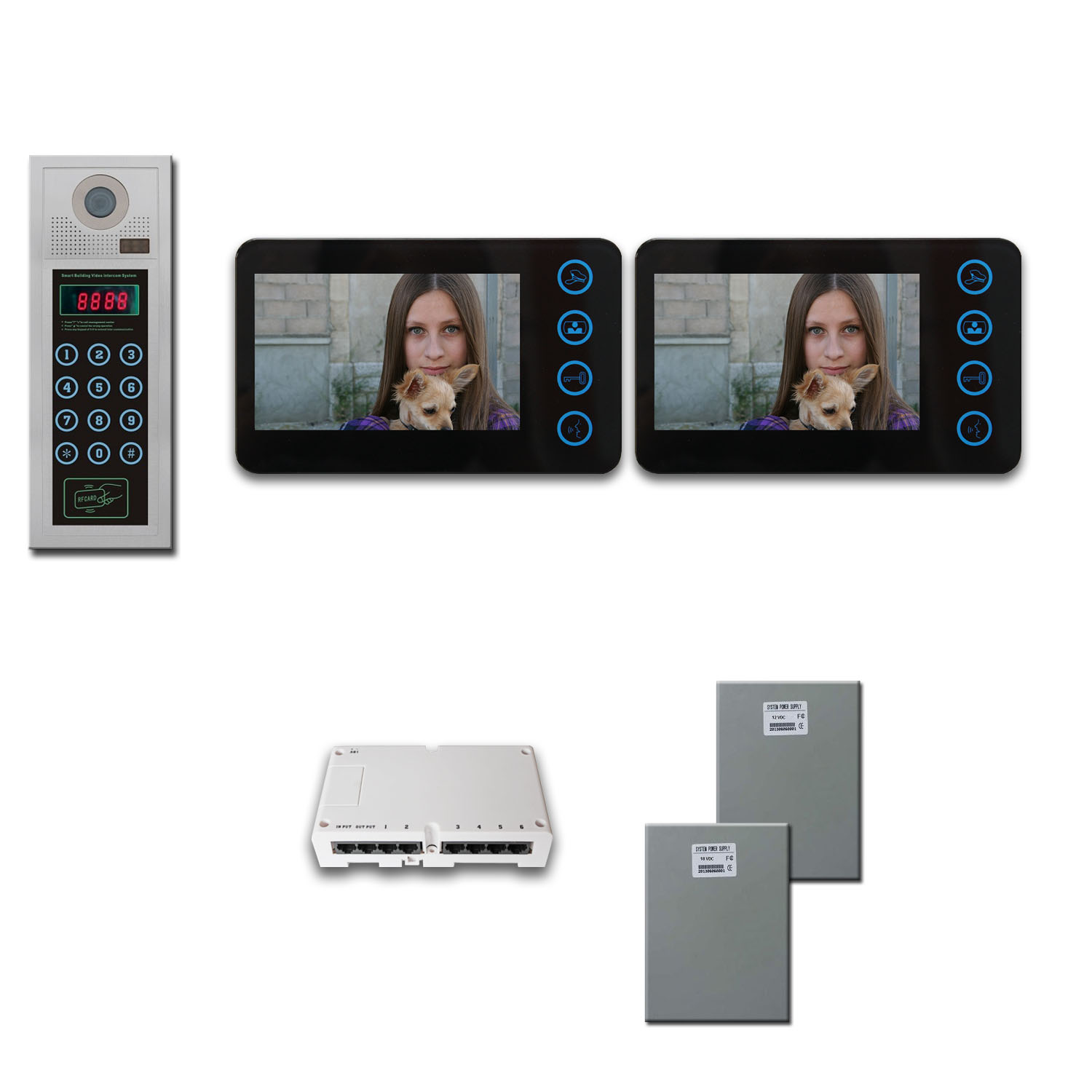 Multi Tenant Video Intercom 2 five inch color monitor door entry