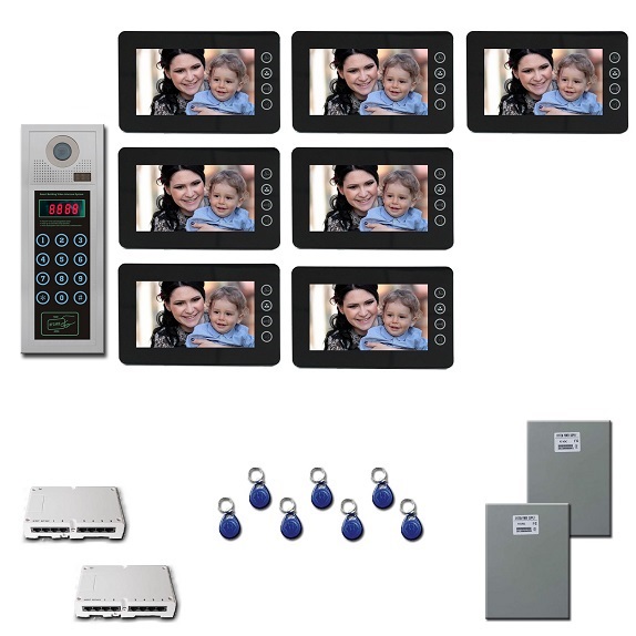 Multi Tenant Video Intercom Seven 7 inch color monitors door pan
