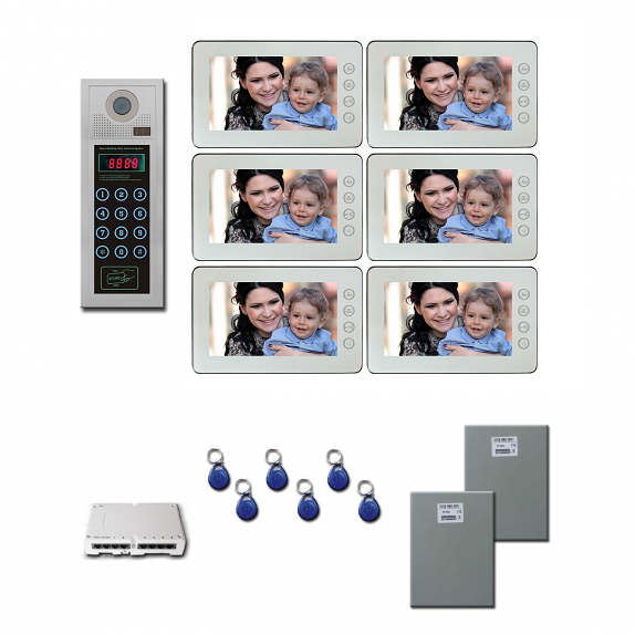 Multitenant Video Intercom Six 7 inch color monitor door panel