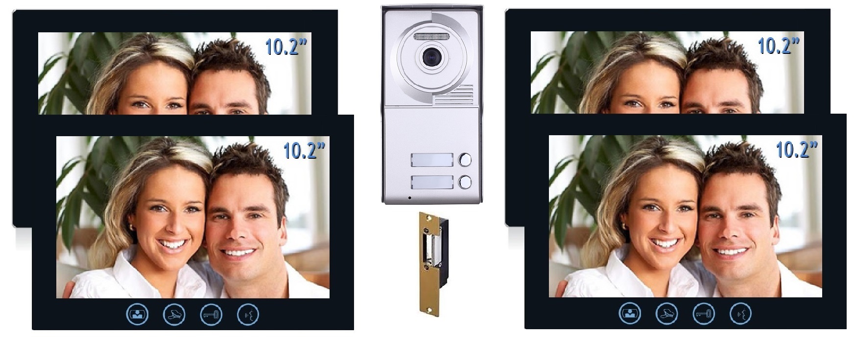 Video Intercom Door Bell Four 10.2" Color Monitor