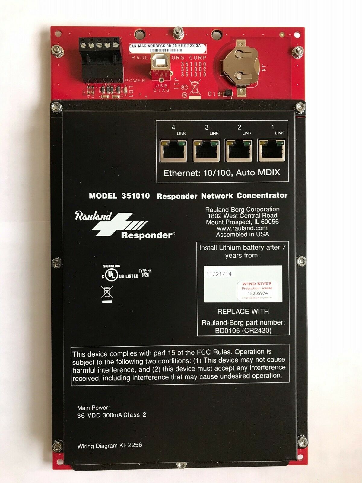 Rauland 5 Responder Network Concentrator-Repair Service  Rauland 5 Responder Network Concentrator-Repair Service