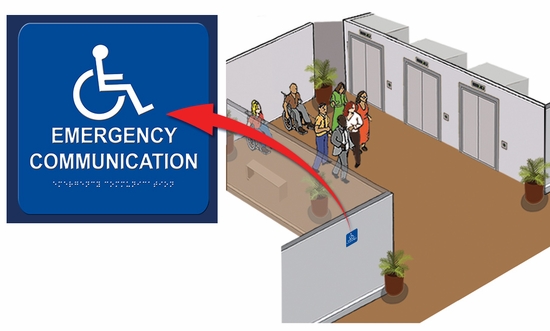 RATH COMMUNICATIONS SIGN ELEVATOR LANDING, 8" X 8" WHITE W/BRAIL