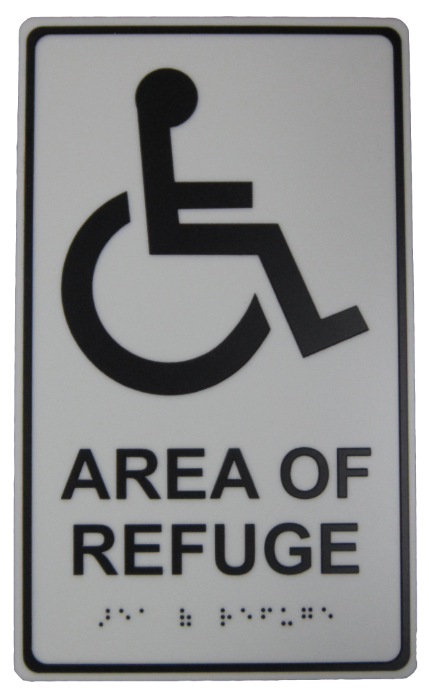 Cornell SN-P48GL Sign, Area of REFUGE, Luminescent, Braille 6" x