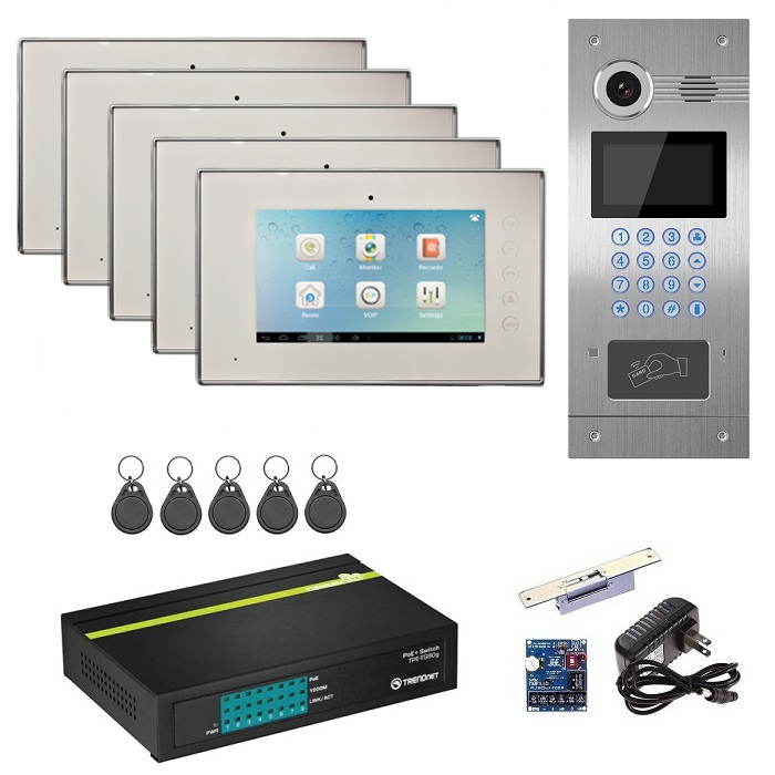 5 UNIT CARD READER VIDEO ENTRY FOR APARTMENT BUILDING