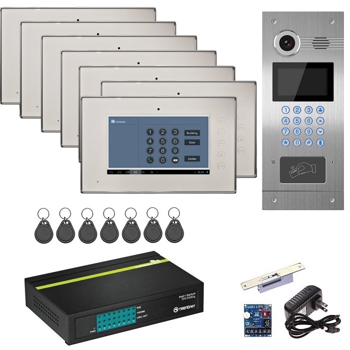 7 UNIT MULTI TENANT VIDEO ENTRY SYSTEM KEY FOBS RF ACCESS