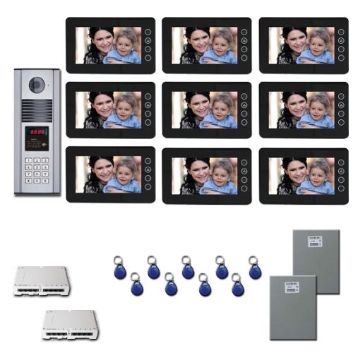 Multitenant Video Intercom Nine 7 inch color monitor door panel