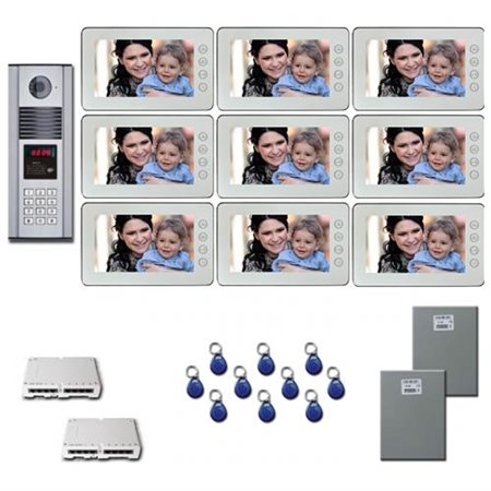 Multi Tenant Video Intercom Ten 7" video monitor door camera