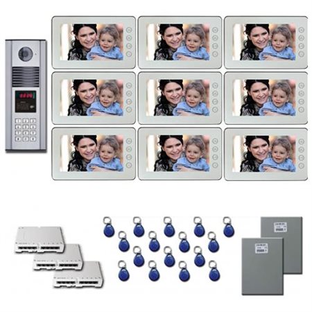 Video Entry Intercom System 16 7" door camera monitor key for