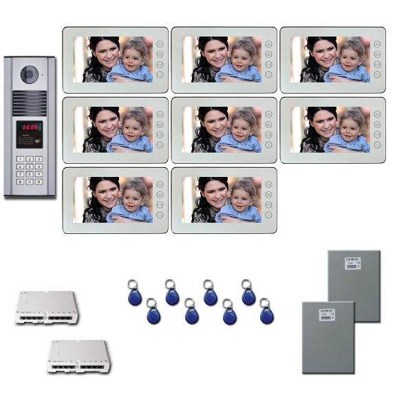 Video Entry Intercom System 8 seven inch color monitor door entr