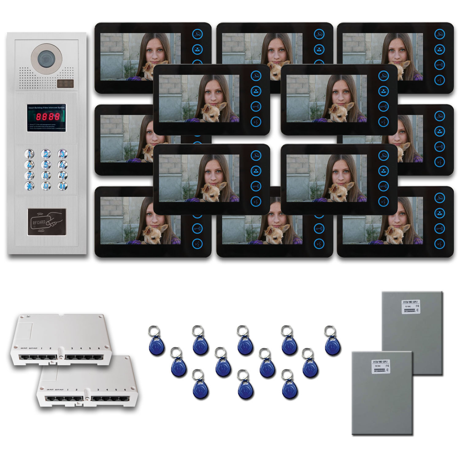 Building Video Intercom (12) 5" door camera monitor key for