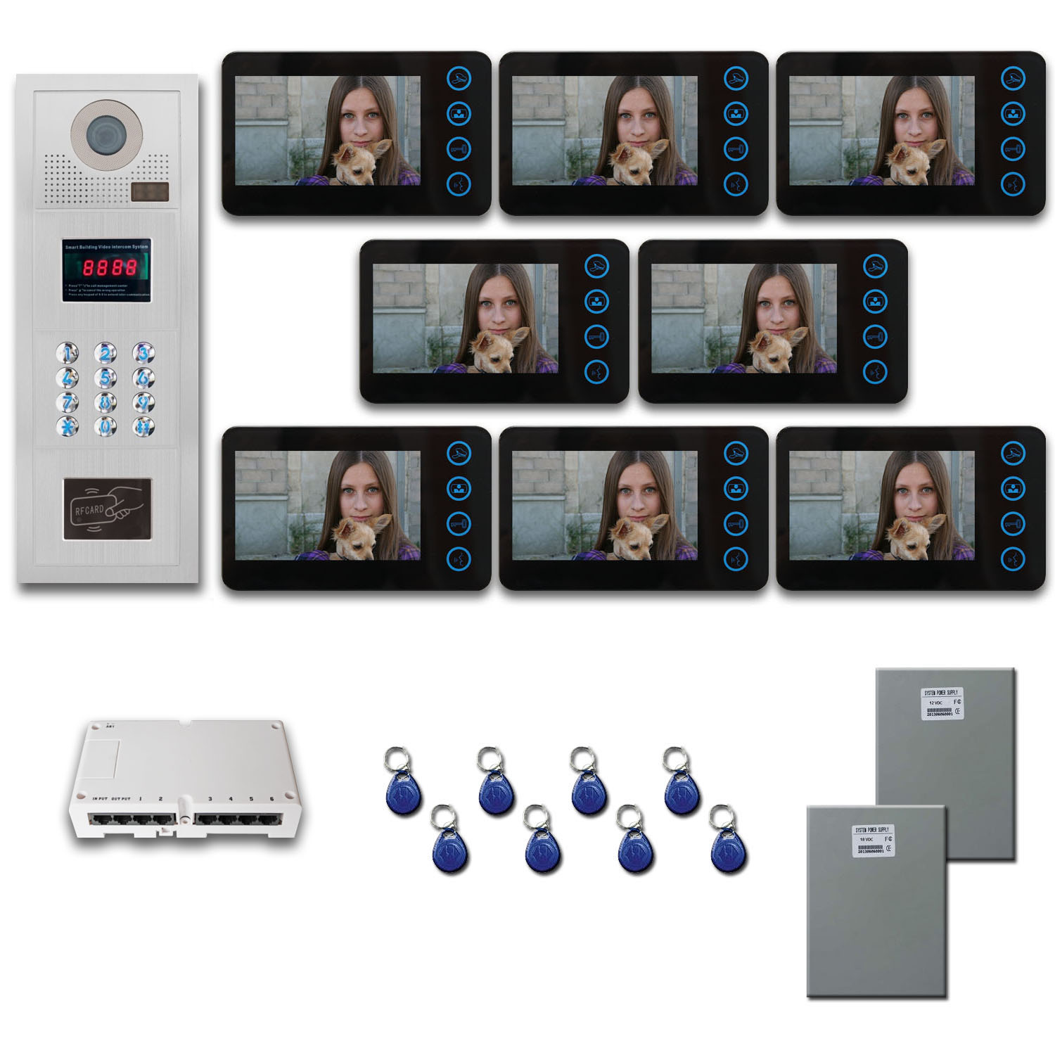 Video Intercom Systems 8 five inch color monitor door entry