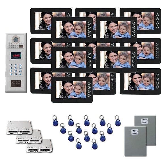 Office Building Video Entry 14 7" color monitor door camera key