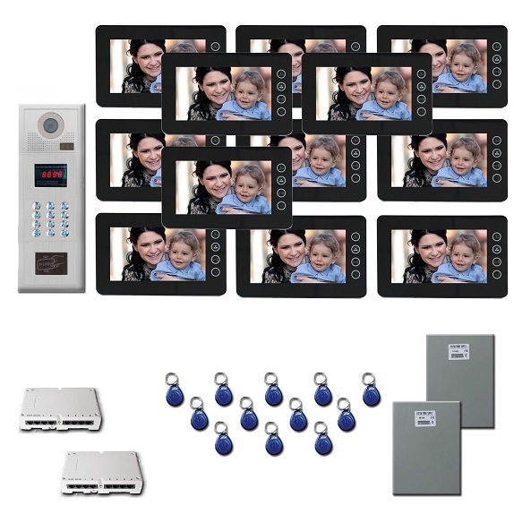 Office Building Video Entry 12 seven inch color monitor door pan
