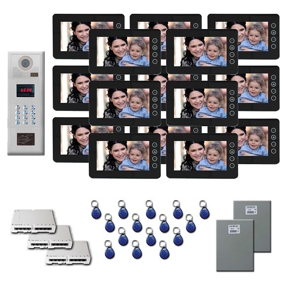 Video Entry Intercom System 15 7" color monitor door panel
