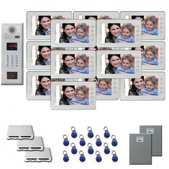 Video Entry Intercom System 14 7" color monitor door camera key
