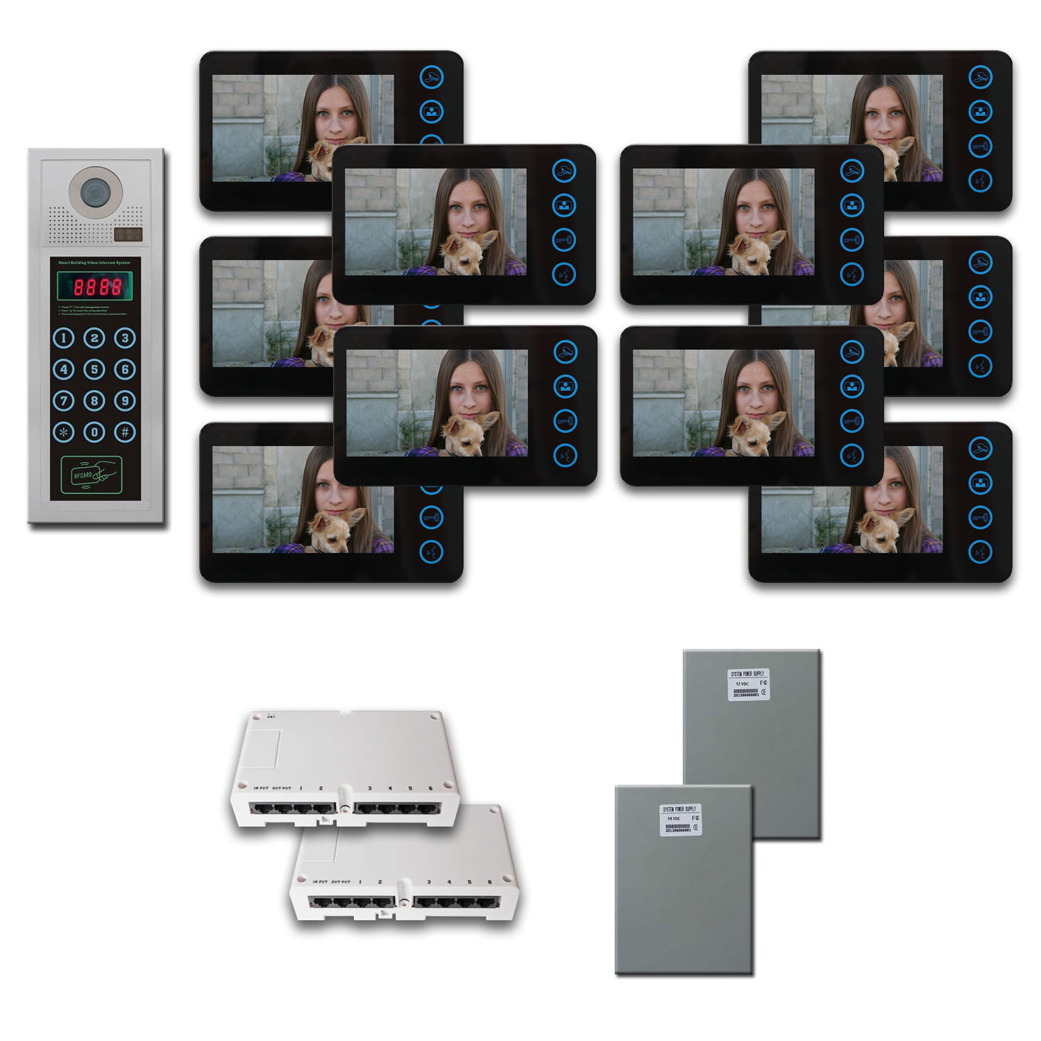 Multi Tenant Video Intercom 10 five inch monitor door panel came