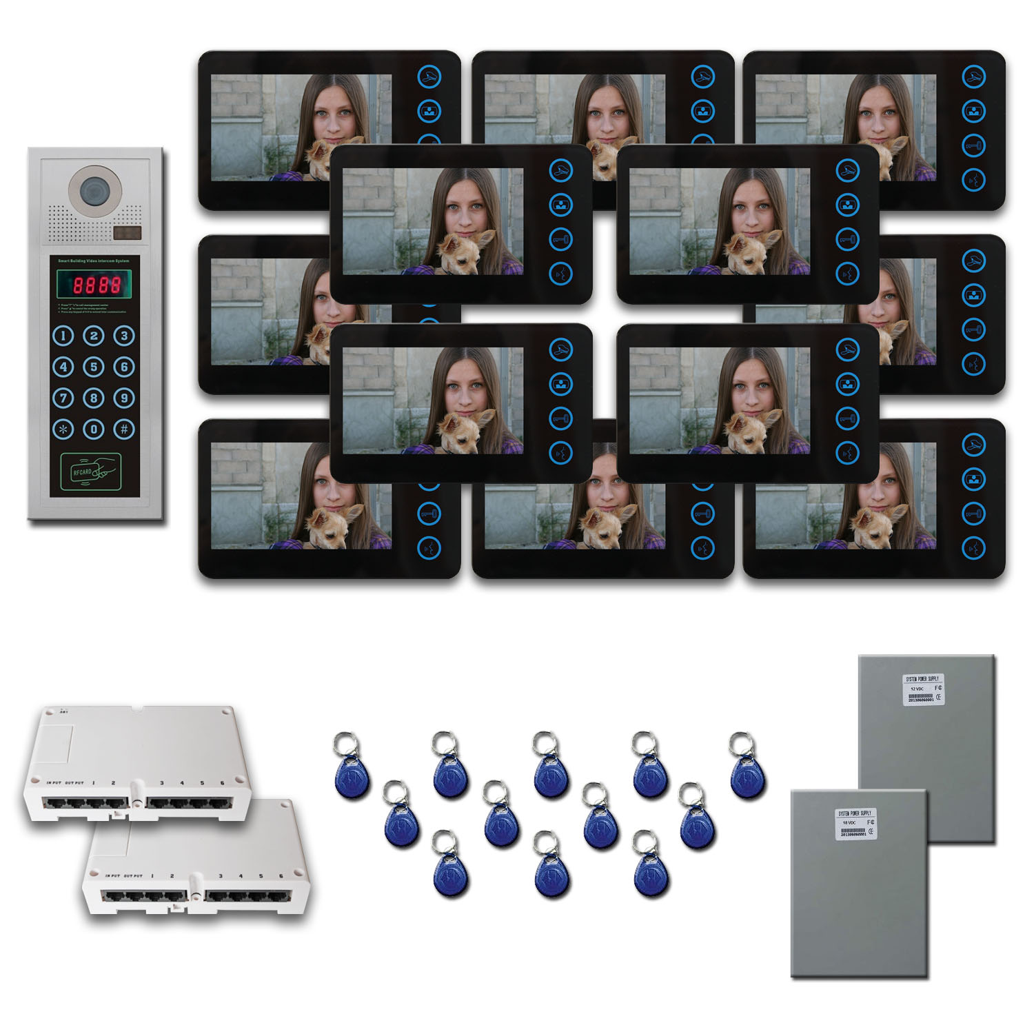 Building Video Intercom (12) 5" door camera monitor key for