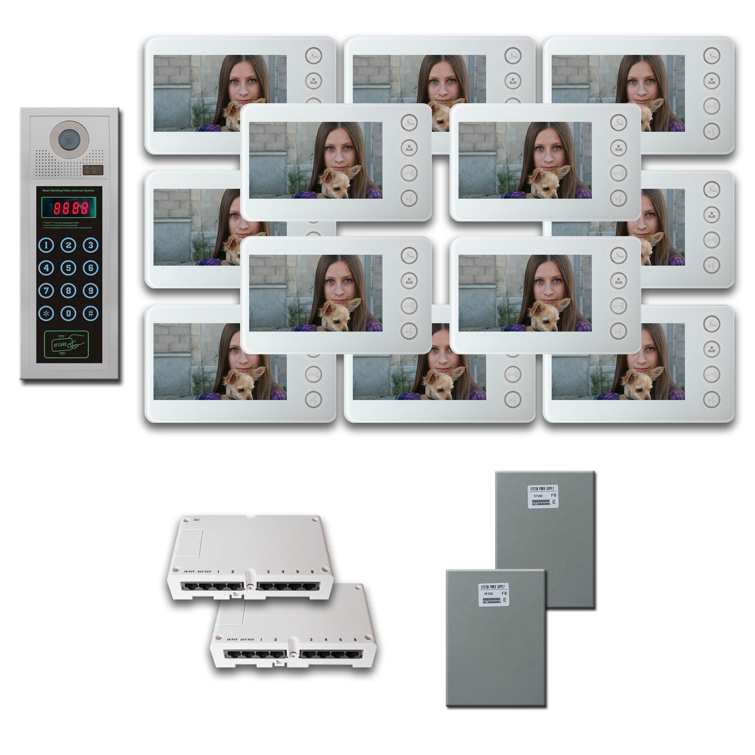 Multitenant Video Intercom 12 five inch color monitor door entry