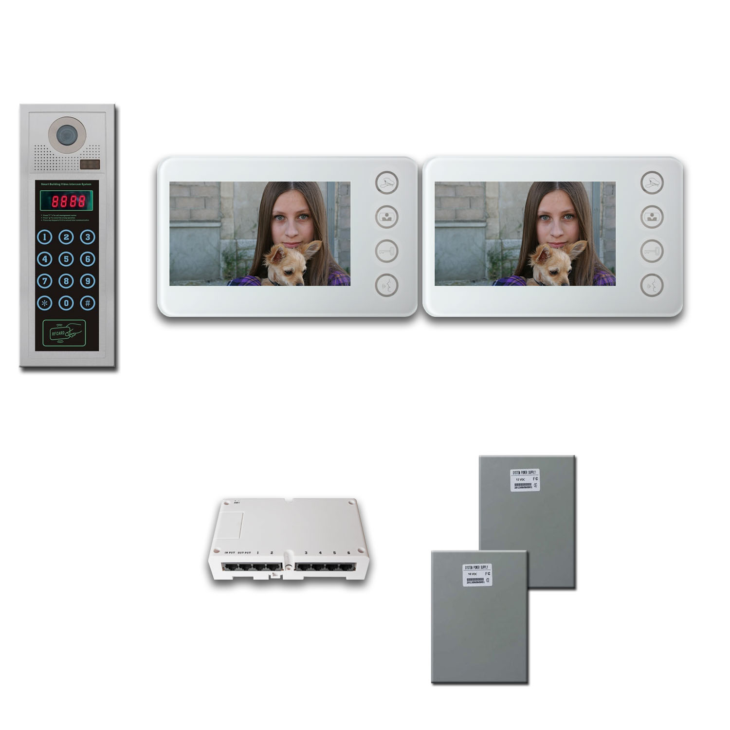 Video Intercom Systems Two 5 inch color monitor door panel