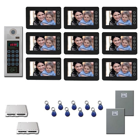 Multitenant Video Intercom Nine 7 inch color monitor door panel