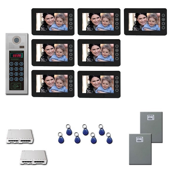 Multitenant Video Intercom Seven 7 inch color monitors door pane