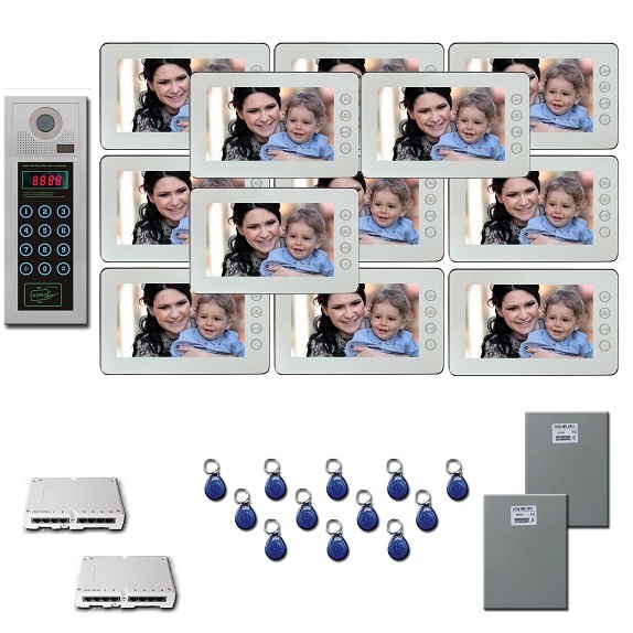 Multitenant Video Intercom 12 seven inch color monitor door pane