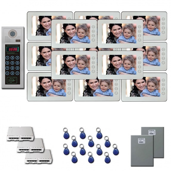 Multitenant Video Intercom 14 7" color monitor door camera key f