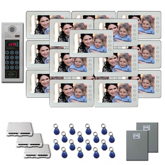 Multi Tenant Video Entry 16 7" door camera monitor key for