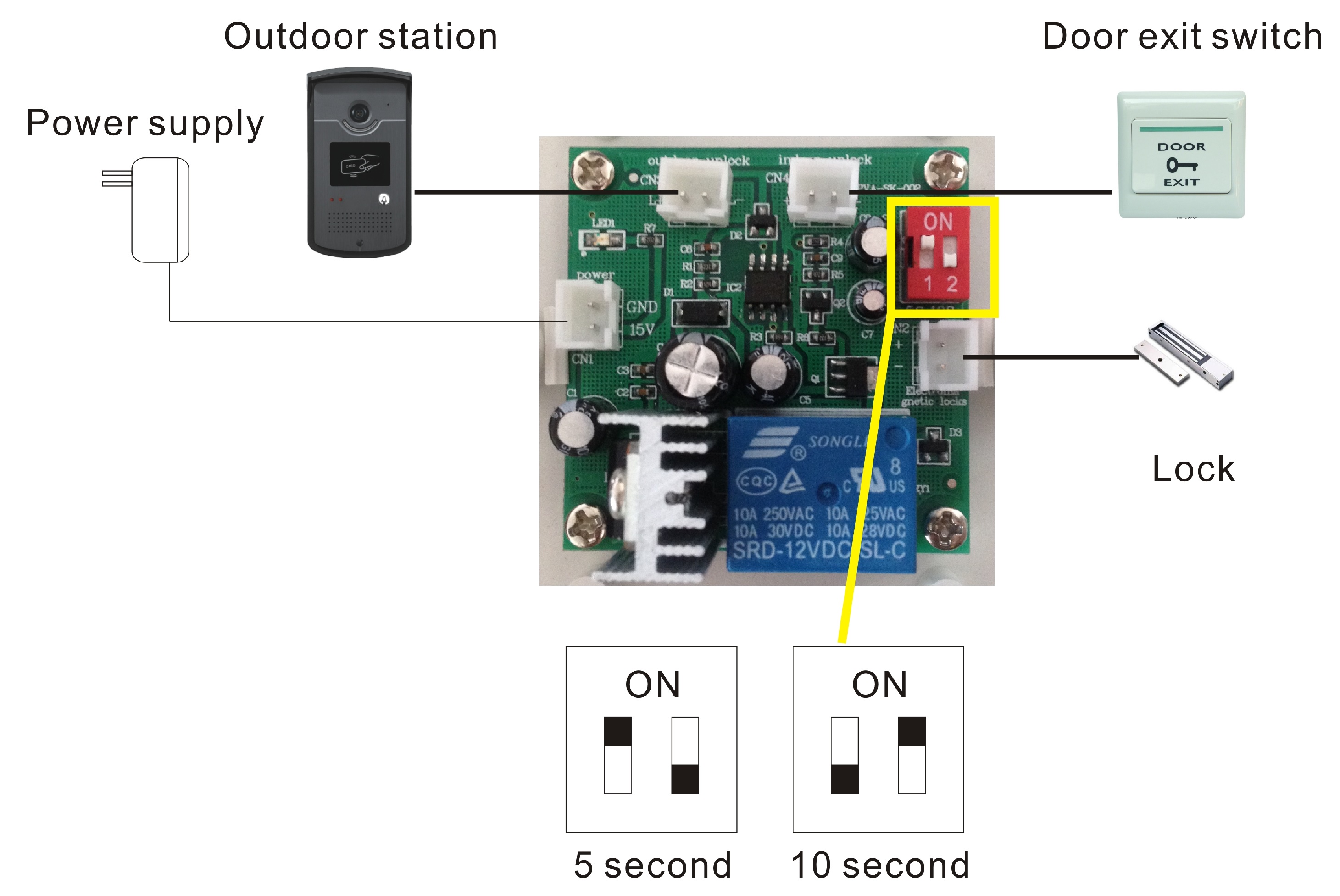 BE Villa Outdoor Station Door Exit Switch Power Supply Lock Kit
